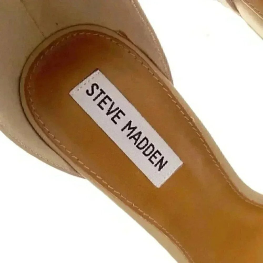 Steve Madden Nude Translucent Vinyl High Heel Ankle Strap Minimalist Sandals 9 - Picture 12 of 15